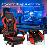 Adjustable Gaming Chair with Footrest for Home Office-Blue