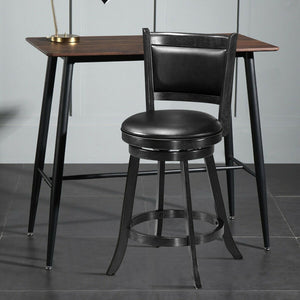 2 Pieces 24 Inch Swivel Counter Stool Dining Chair Upholstered Seat-Brown