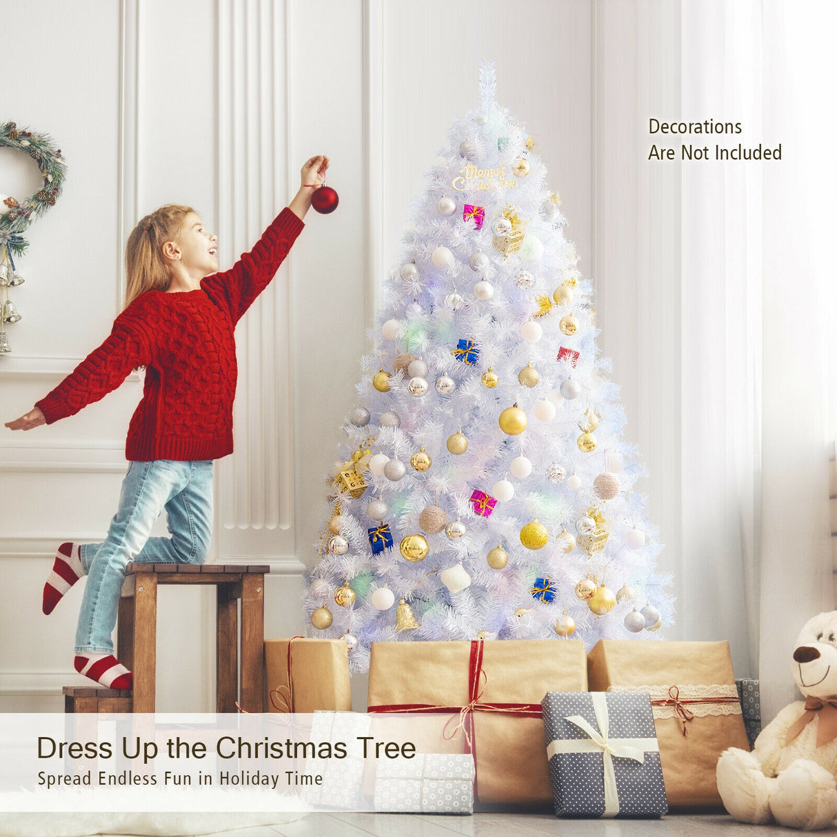 7 Feet White Iridescent Tinsel Artificial ‚Christmas Tree with Metal Stand