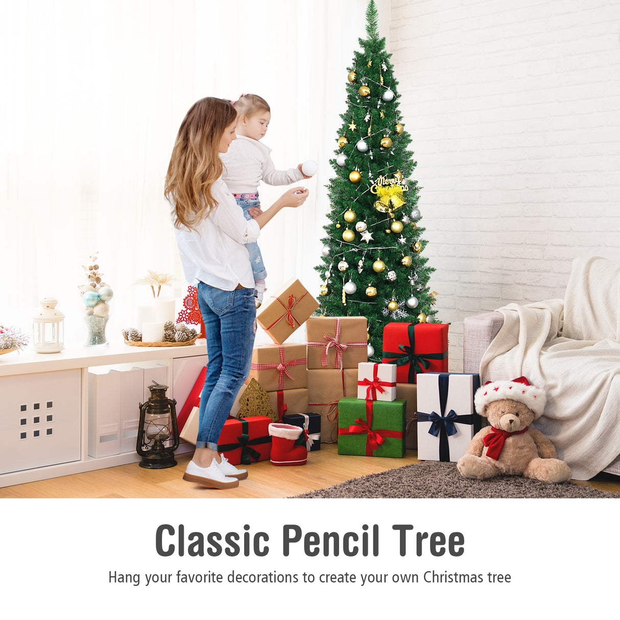 PVC Artificial Slim Pencil Christmas Tree-5 Feet