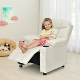 Kids Recliner Chair with Cup Holder and Footrest for Children-Blue