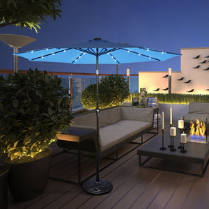 10' Solar LED Lighted Patio Market Umbrella Shade Tilt Adjustment Crank-Blue by DirectDeals