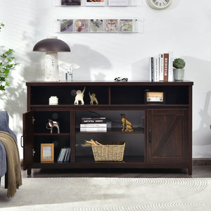 59 Inch TV Stand Media Center Console Cabinet with Barn Door for TV's 65 Inch-Black