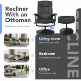 360° PVC Leather Swivel Recliner Chair with Ottoman-Black