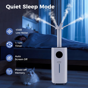 5.5Gal Humidifier with 360 ° Nozzles and Wheels for Large Room-White