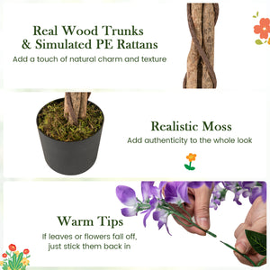 5.5 FT Faux Wisteria Plant in Nursery Pot with Blooming Flowers Set of 2-Purple