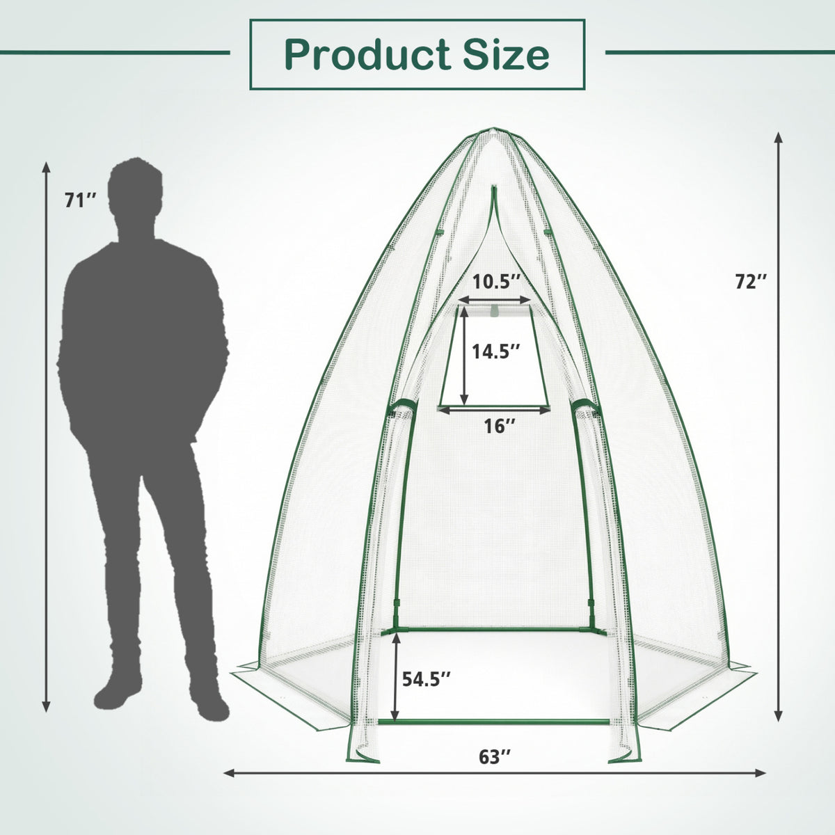 5.5 x 5.5 x 6 Feett Portable Garden Mini Greenhouse with All-Weather PE Cover-White
