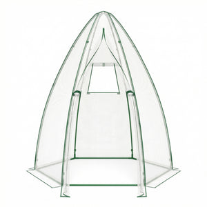 5.5 x 5.5 x 6 Feett Portable Garden Mini Greenhouse with All-Weather PE Cover-White