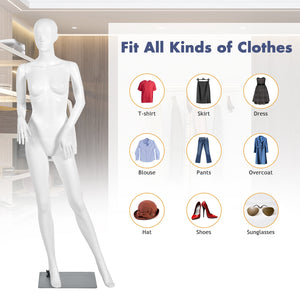 5.8 ft Plastic Female Mannequin Adjustable Detachable Manikin with Metal Stand