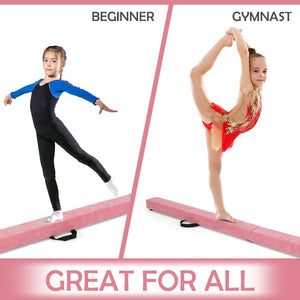 7 Feet Folding Portable Floor Balance Beam with Handles for Gymnasts-Blue