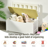 4 Pieces Kids Wooden Activity Table and Chairs Set with Storage Bench and Study Desk-Gray