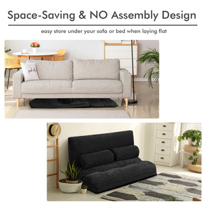 6-Position Adjustable Sleeper Lounge Couch with 2 Pillows-Beige