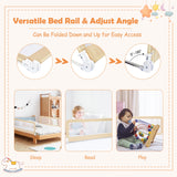 59 Inch Folding Breathable Baby Bed Rail Guard with Safety Strap-Blue