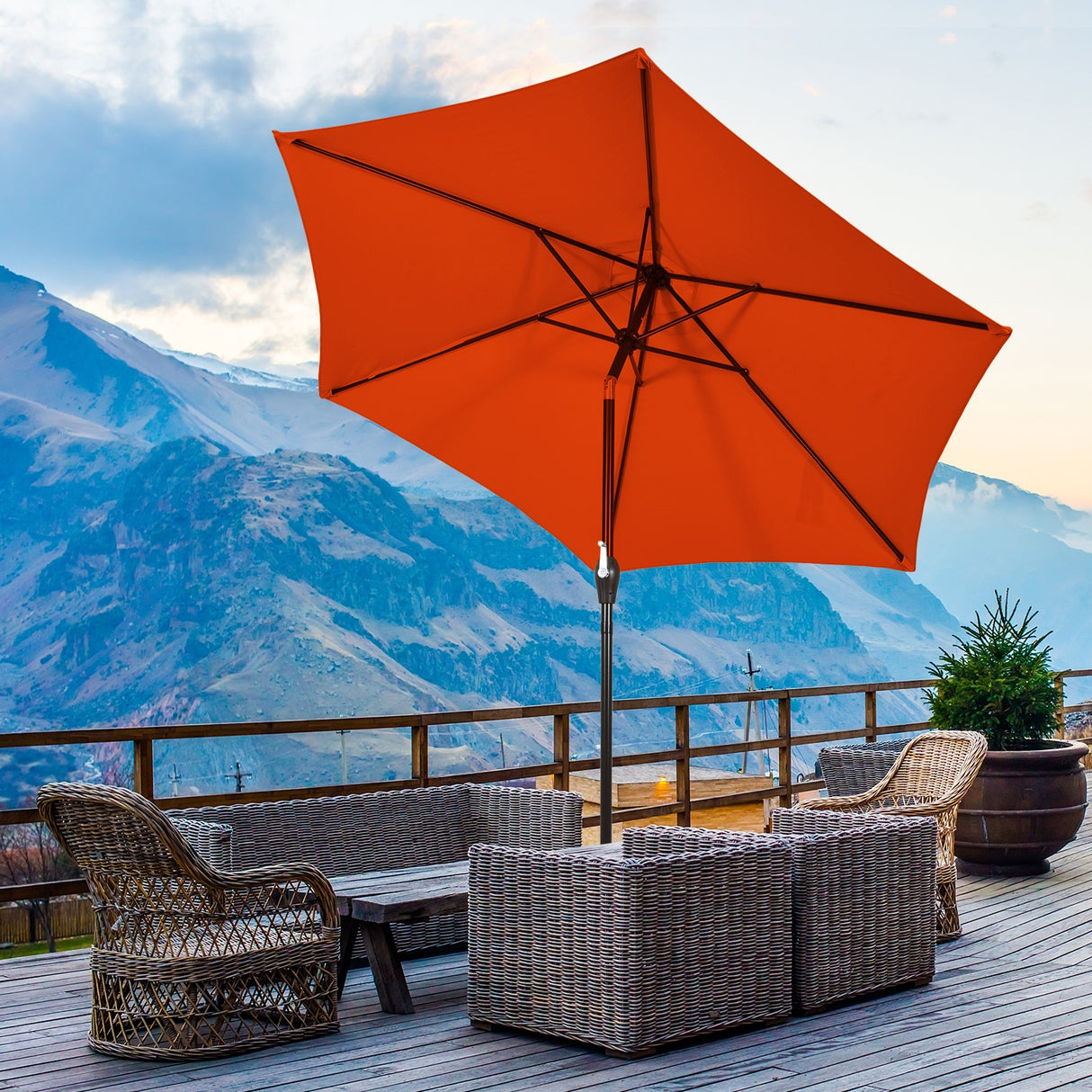 10 Feet Outdoor Patio Umbrella with Tilt Adjustment and Crank-Dark Red