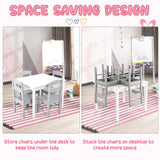 5 pcs Kids Pine Wood Multicolor Table Chair Set