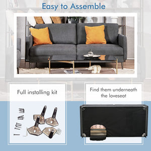 Modern Loveseat with Comfy Backrest Cushions-Gray