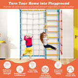 7 In 1 Kids Indoor Gym Playground Swedish Wall Ladder for Solid Wall-Yellow
