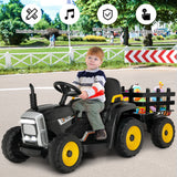 12V Ride on Tractor with 3-Gear-Shift Ground Loader for Kids 3+ Years Old-Green