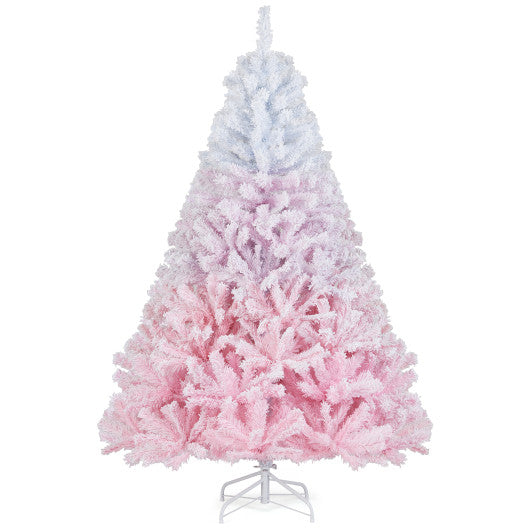 5/6/7/8 FT Artificial Christmas Tree with Warm White LED Lights and 8 Modes for Holiday-6 Feet