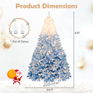 5/6/7/8 FT Artificial Christmas Tree with Warm White LED Lights and 8 Modes-8 Feet