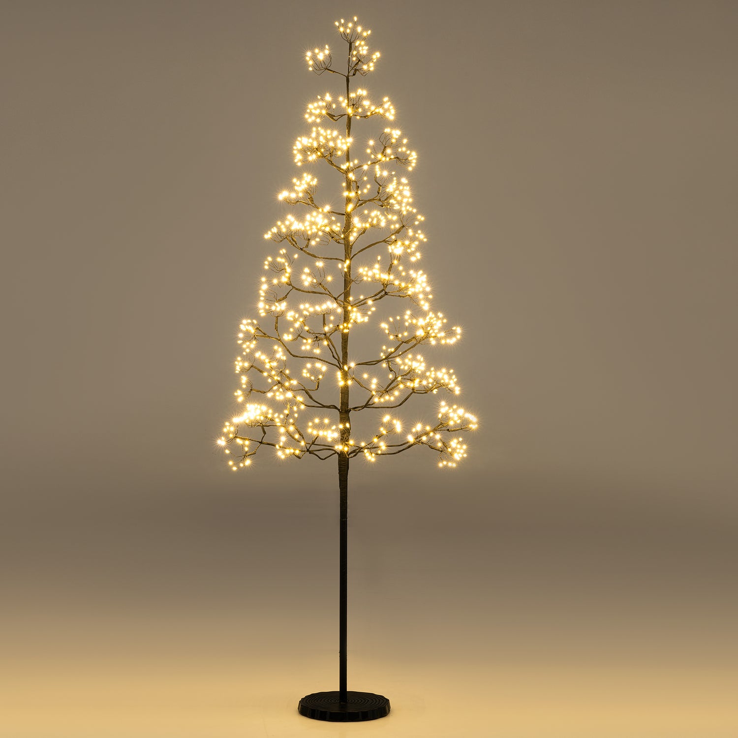 5/6/7 FT Lighted Alpine Tree with Warm White Light LED Lights Pre-lit Artificial Cedar Tree with Weighted Base-5ft