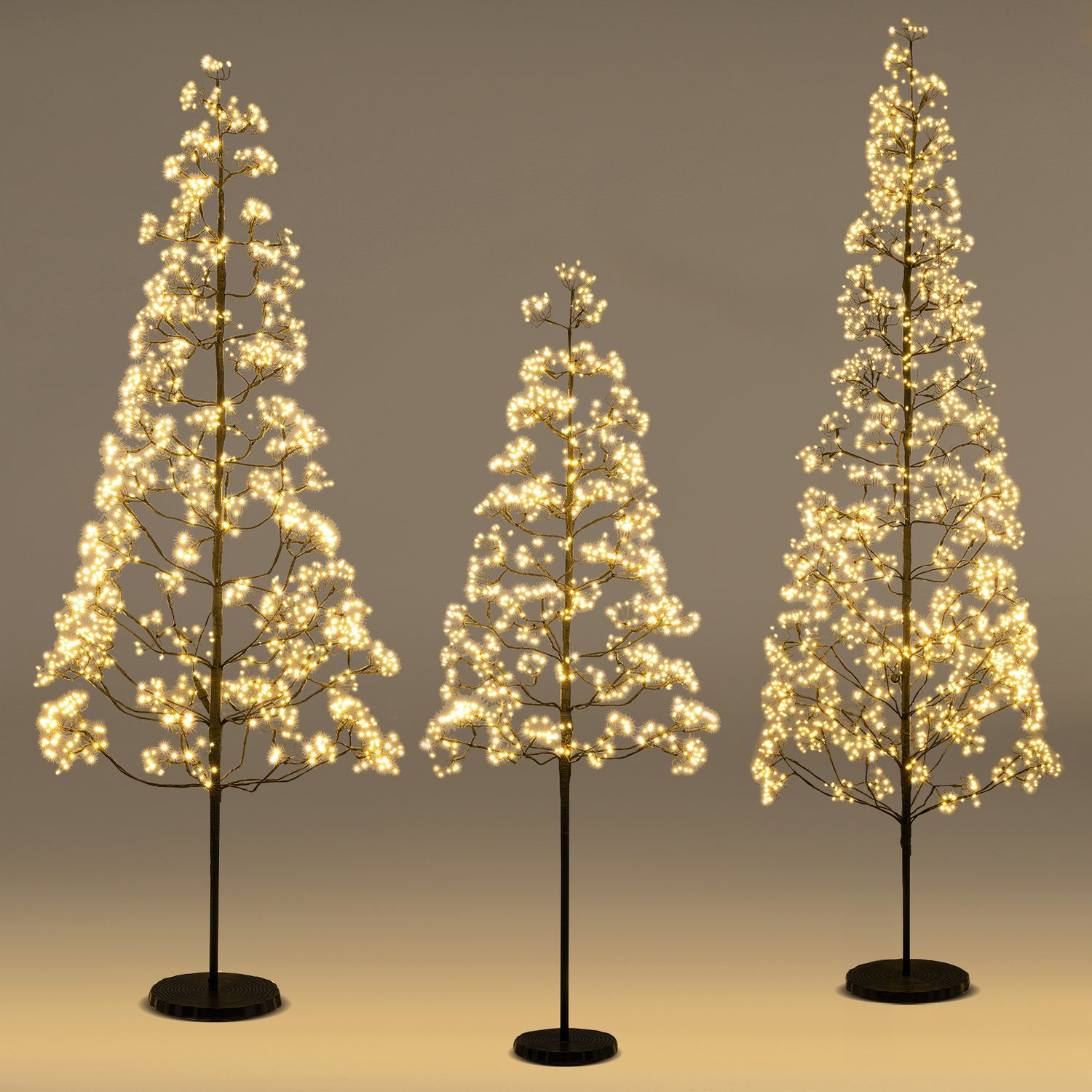5/6/7 FT Lighted Alpine Tree with Warm White Light LED Lights Pre-lit Artificial Cedar Tree with Weighted Base-5ft