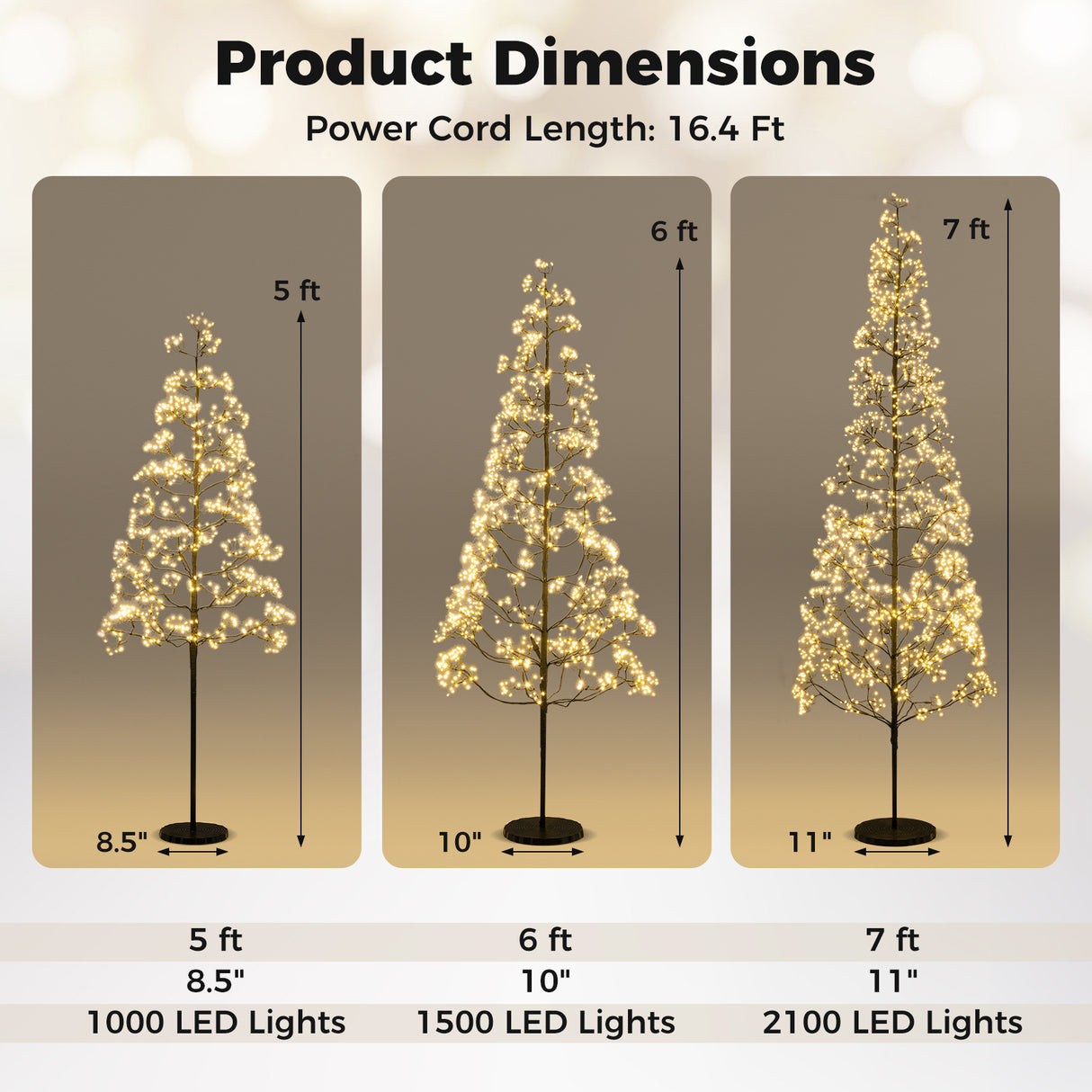 5/6/7 FT Lighted Alpine Tree with Warm White Light LED Lights Pre-lit Artificial Cedar Tree with Weighted Base-5ft