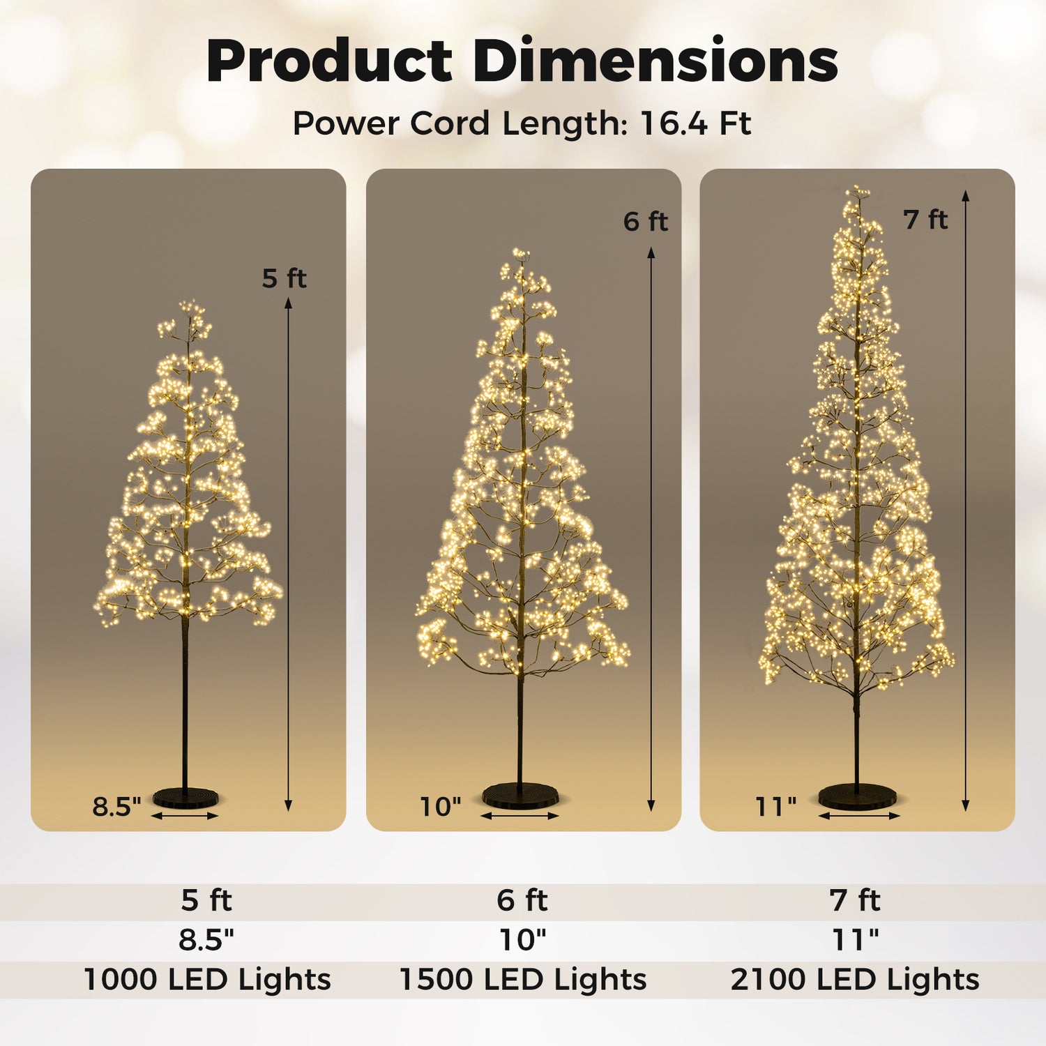 5/6/7 FT Lighted Alpine Tree with Warm White Light LED Lights Pre-lit Artificial Cedar Tree with Weighted Base-5ft