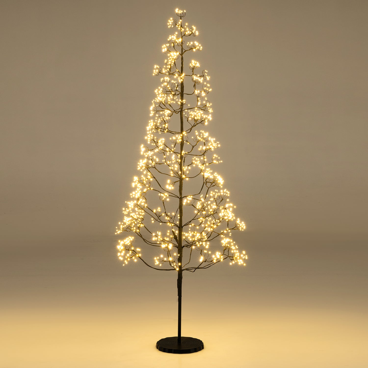 5/6/7 FT Lighted Alpine Tree with Warm White Light LED Lights Pre-lit Artificial Cedar Tree with Weighted Base-6ft
