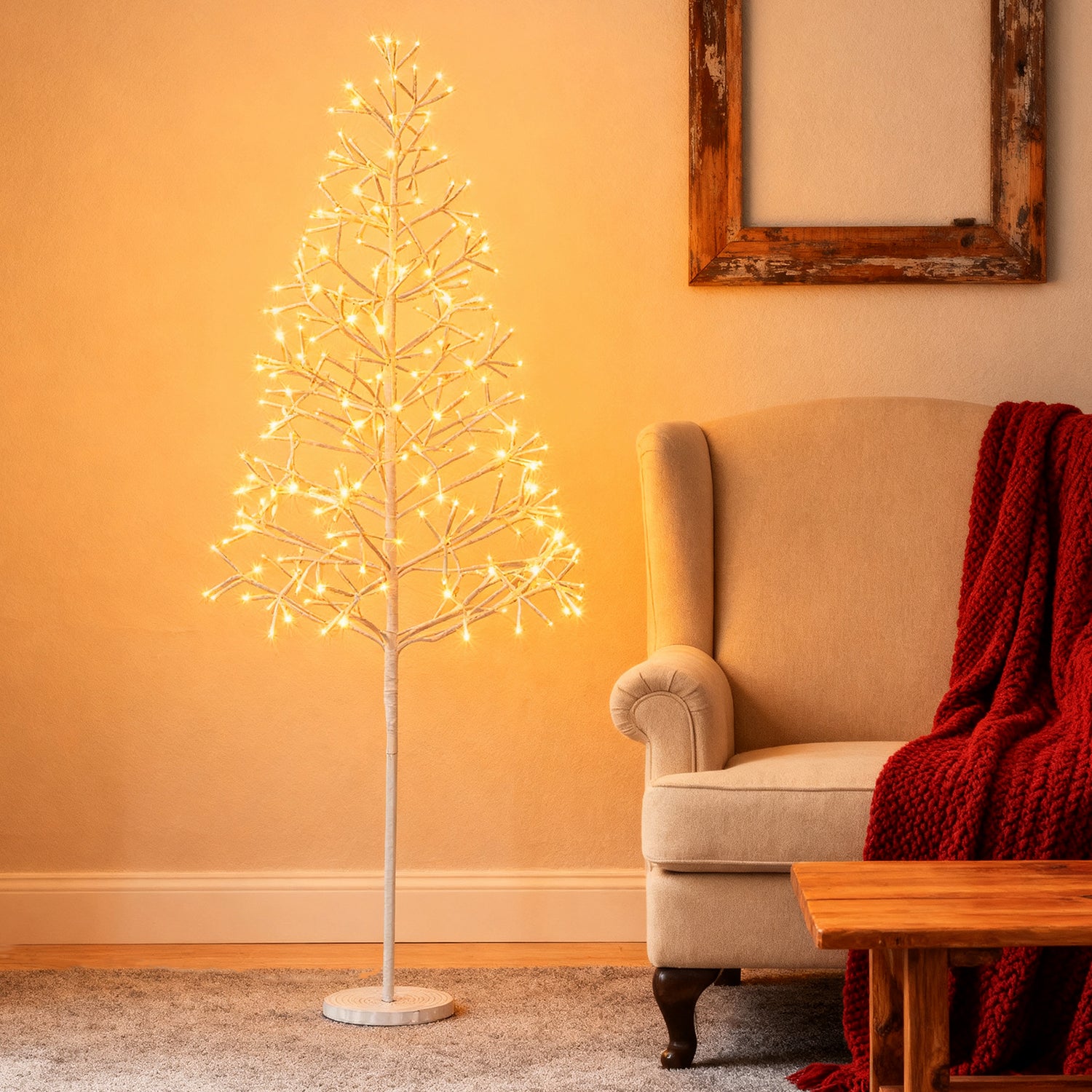 5/6/7 FT Lighted Birch Tree  Pre-lit Twig Tree with 240/320/456 Warm White Light LED Lights-5 FT