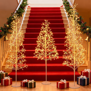 5/6/7 FT Lighted Birch Tree  Pre-lit Twig Tree with 240/320/456 Warm White Light LED Lights-5 FT
