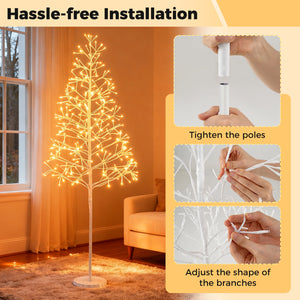 5/6/7 FT Lighted Birch Tree  Pre-lit Twig Tree with 240/320/456 Warm White Light LED Lights-5 FT