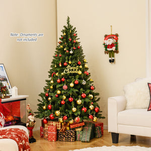 5/6/7 Feet Artificial Christmas Tree Hinged Xmas Tree with 7 Lighting Modes-6 Feet