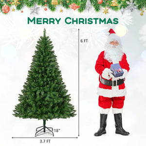 5/6/7 Feet Artificial Christmas Tree Hinged Xmas Tree with 7 Lighting Modes-6 Feet