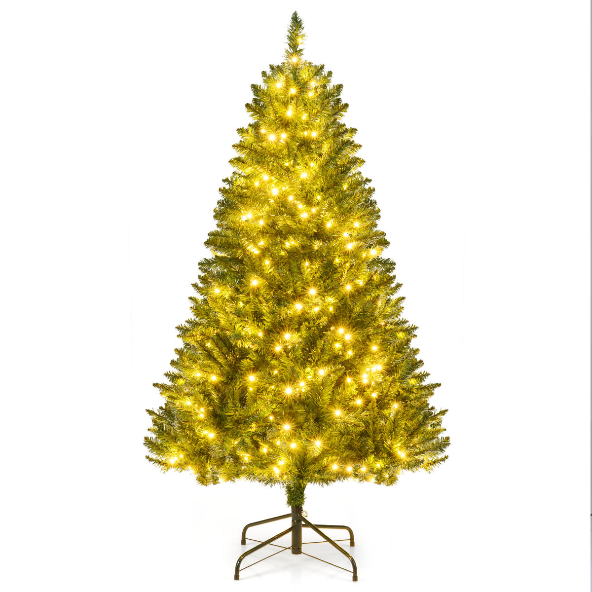 5/6/7 Feet Artificial Christmas Tree Hinged Xmas Tree with 7 Lighting Modes-5 Feet