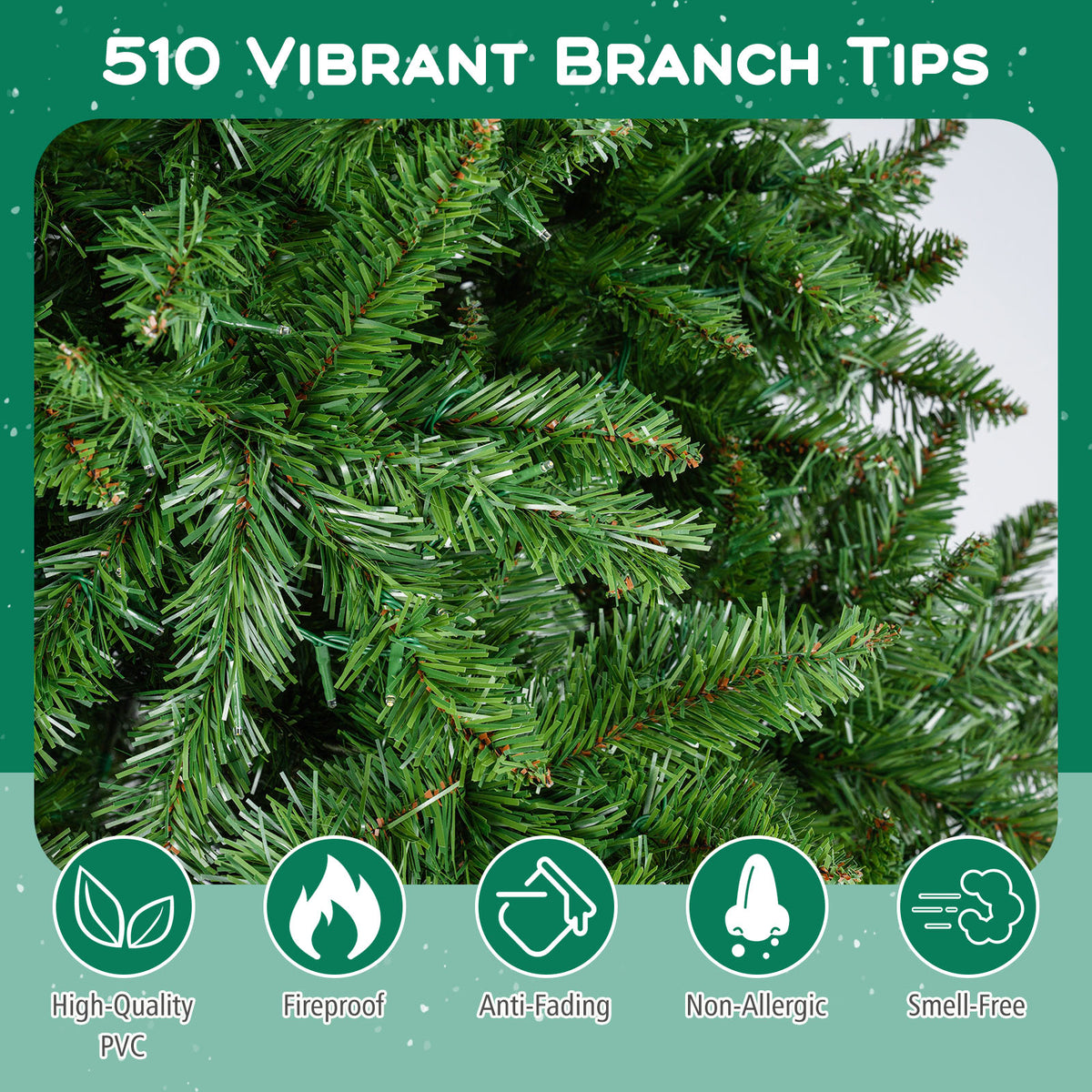 5/6/7 Feet Artificial Christmas Tree Hinged Xmas Tree with 7 Lighting Modes-5 Feet