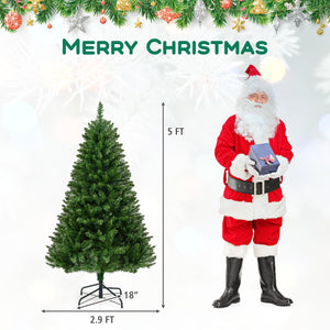 5/6/7 Feet Artificial Christmas Tree Hinged Xmas Tree with 7 Lighting Modes-5 Feet