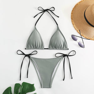 Swimwear Women Bandage Women Triangle Bathing Suits 2 Pieces Bikini Bowknot Swimsuit Bikini Set Swimwear Bikini Sets Bikinis Bathing Suit Push Up Swimsuit Summer Beachwear