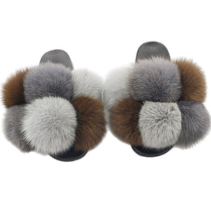 New SeasonSummer Women Slippers Faux Fur Slides For Women Fluffy Slippers House Shoes Woman Slippers Open Toe Fuzzy Fur Slippers Girls Fluffy House Slides Outdoor Indoor Slippers
