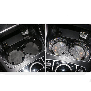 2PCS Diamond Car Coaster Water Cup Slot Non-Slip Mat Silica Gel Pad Bling Car Coasters Silicone Crystal Car Cup Holder Mat Car Gadget Universal Bling Car Cup Mat Holder Insert Crystal Rhinestone Vehicle Cup Coaster Bling Car Accessories for Woman