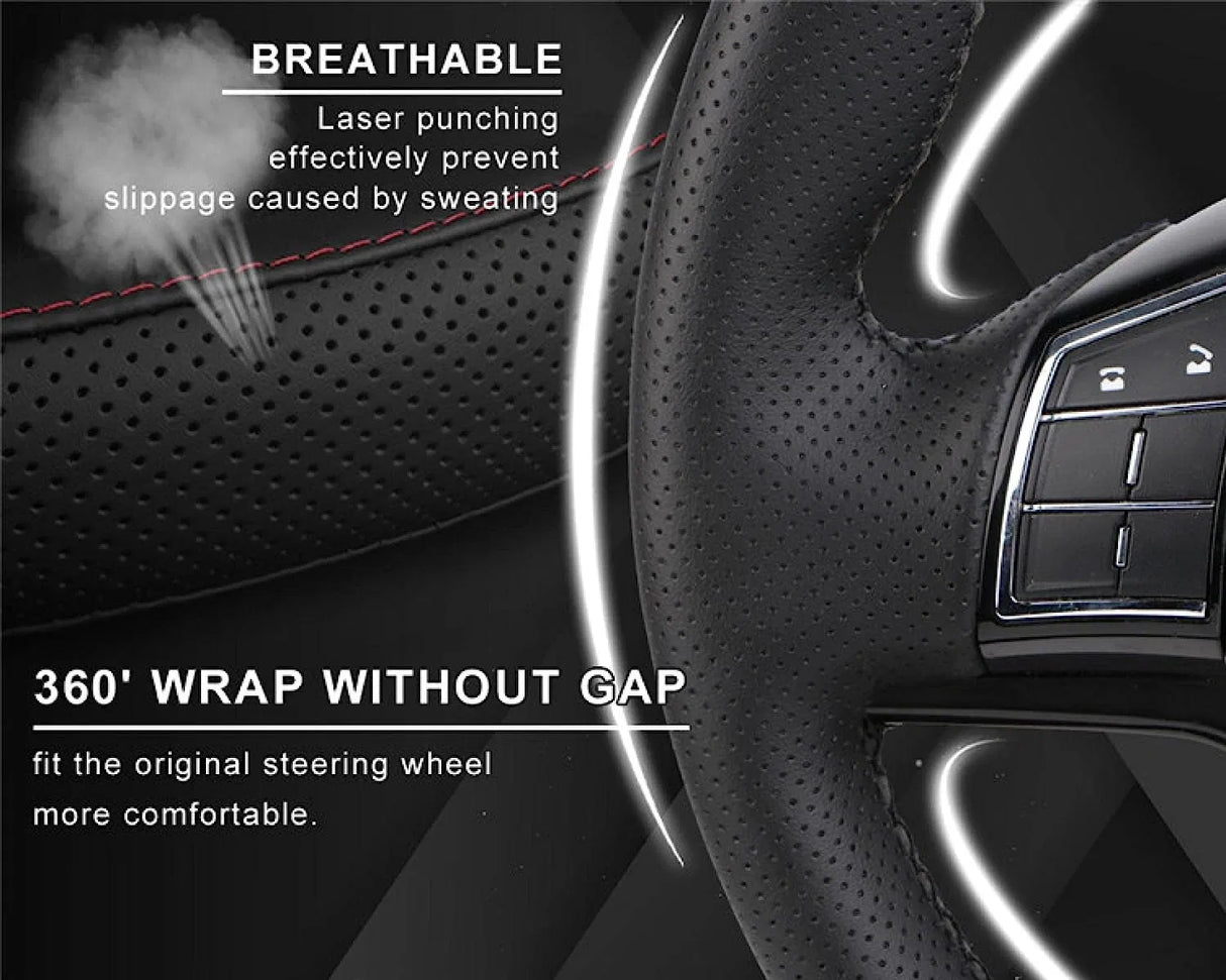 Genuine Leather Car Steering Wheel Cover Soft Anti slip Steering-Wheel Braid Cowhide Braid With Needles Thread Leather Steering Wheel Cover Heavy Duty Pure Cowhide Steering Wheel Cover, Genuine Leather Steering Wheel Cover (Copy)