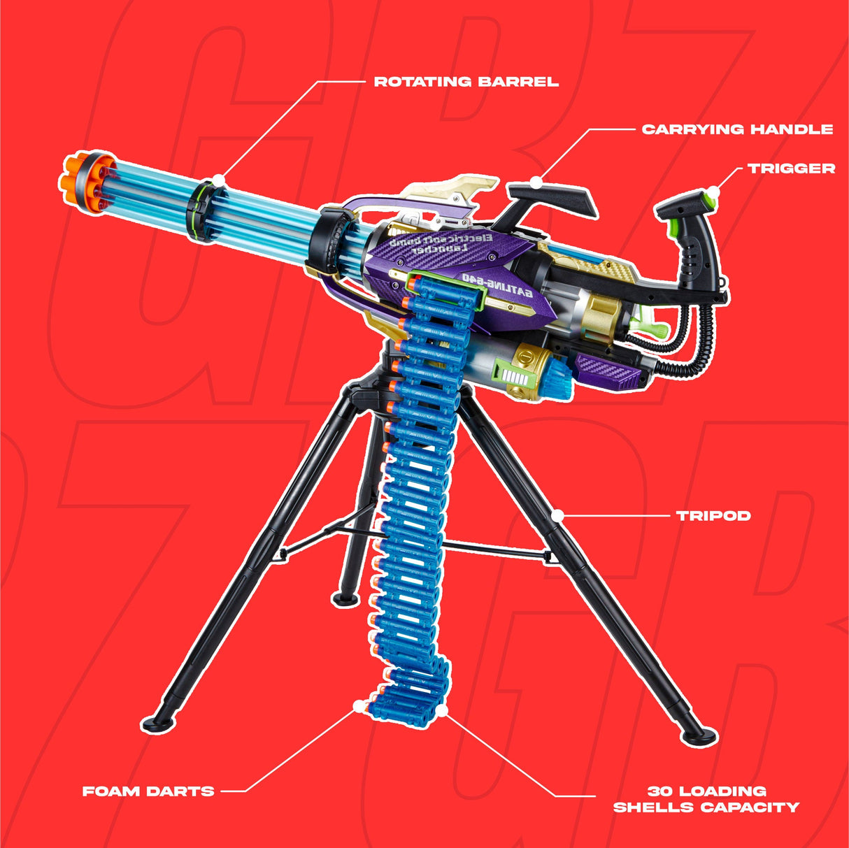 Contixo Electric Foam Dart Blaster - Gatling Style Toy Gun for Kids, Safe Soft Foam Darts, High-Speed Rotating Barrel, Ideal Gift for Action Play by Contixo
