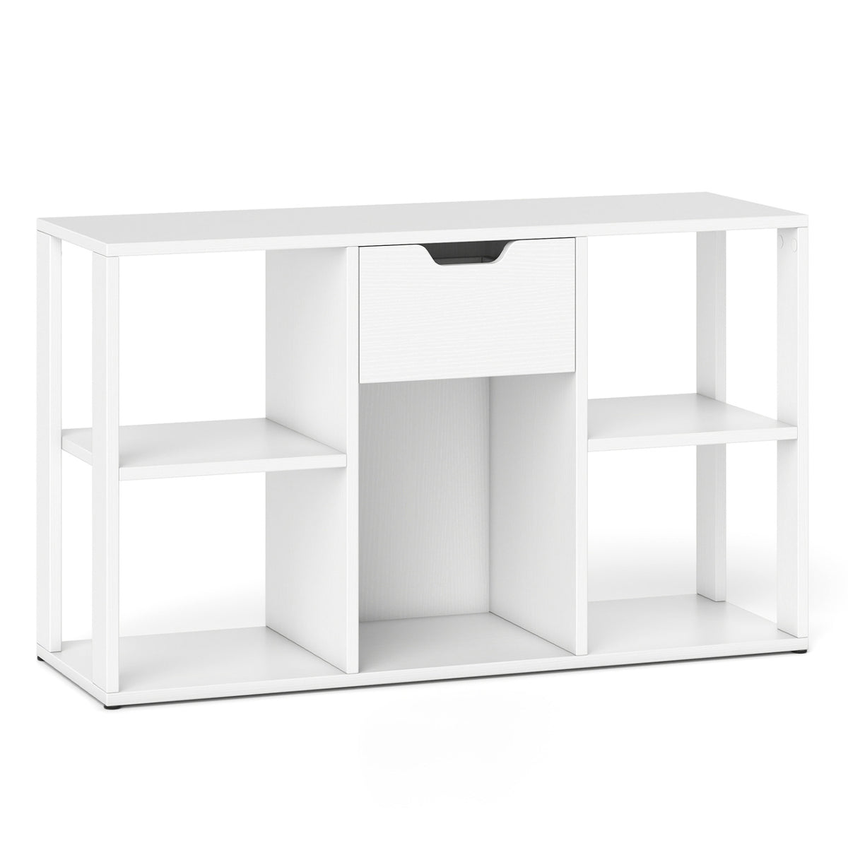5-Cube Bookcase with Storage Drawer Freestanding Bookshelf Modern Display Rack-White