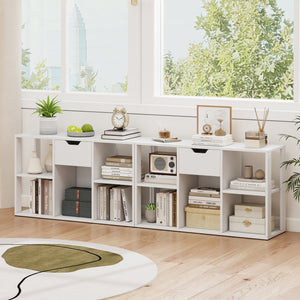 5-Cube Bookcase with Storage Drawer Freestanding Bookshelf Modern Display Rack-White