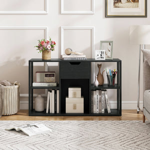 5-Cube Bookcase with Storage Drawer Freestanding Bookshelf Modern Display Rack-Black