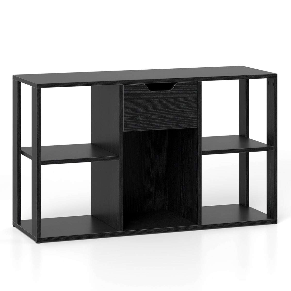 5-Cube Bookcase with Storage Drawer Freestanding Bookshelf Modern Display Rack-Black