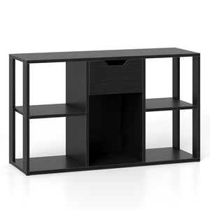 5-Cube Bookcase with Storage Drawer Freestanding Bookshelf Modern Display Rack-Black