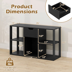 5-Cube Bookcase with Storage Drawer Freestanding Bookshelf Modern Display Rack-Black
