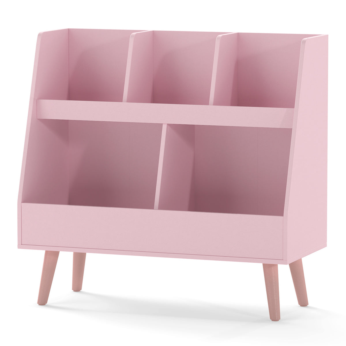 5-Cube Kids Bookshelf and Toy Organizer with Anti-Tipping Kits-Pink