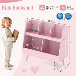 5-Cube Kids Bookshelf and Toy Organizer with Anti-Tipping Kits-Pink